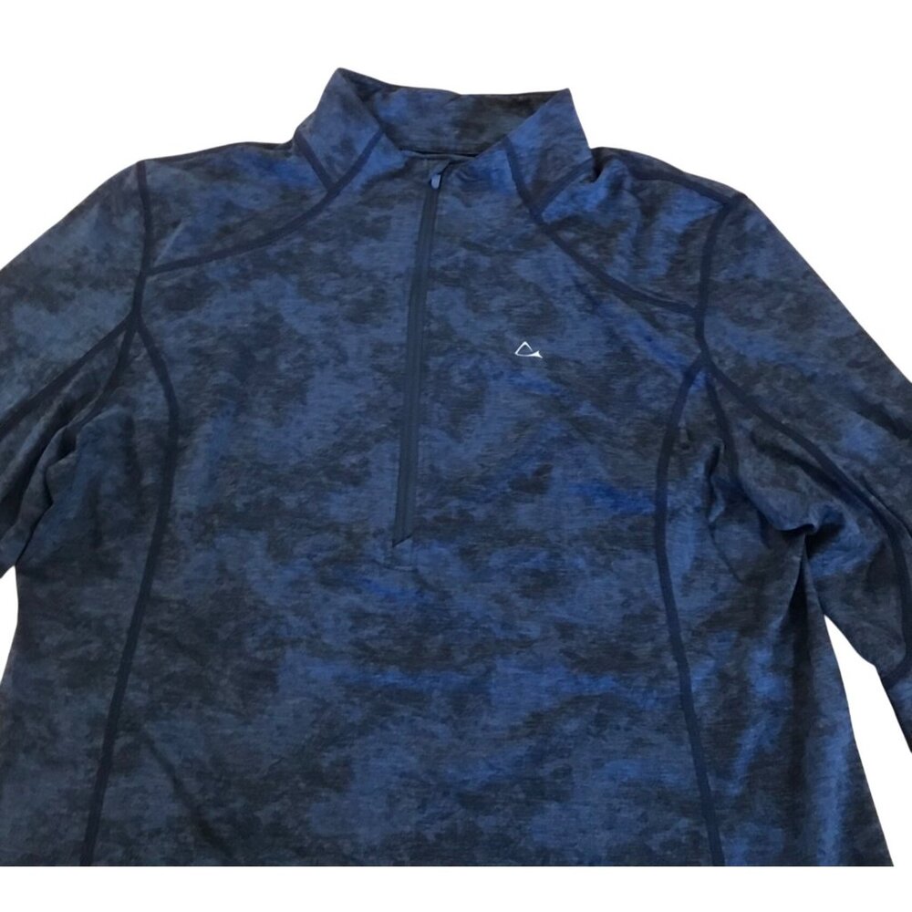 Paradox Sweatshirt Womens XL Blue Camo Quarter Zip Polyester Merino Wool NWOT